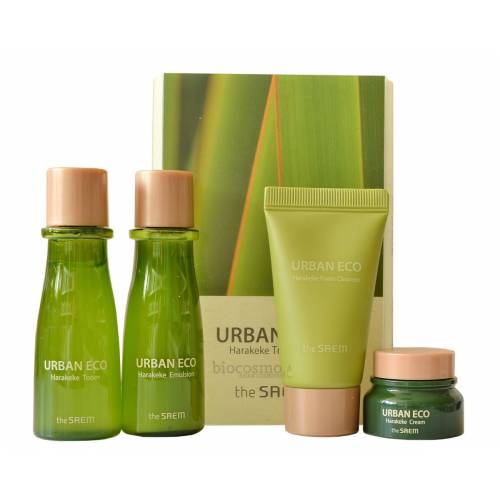 Набор миниатюр для лица с новозеландским льном The Saem Urban Eco Harakeke Travel 4 Kit - 31мл+31мл+8мл+25гр
