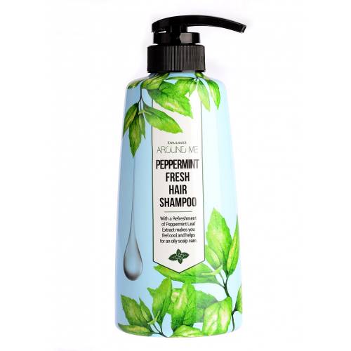 Шампунь для волос с экстрактом мяты Welcos Around Me Peppermint Hair Shampoo - 500 мл