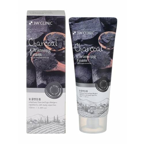 Очищающая пенка с древесным углем 3W Clinic Cleansing Foam Charcoal - 100 мл