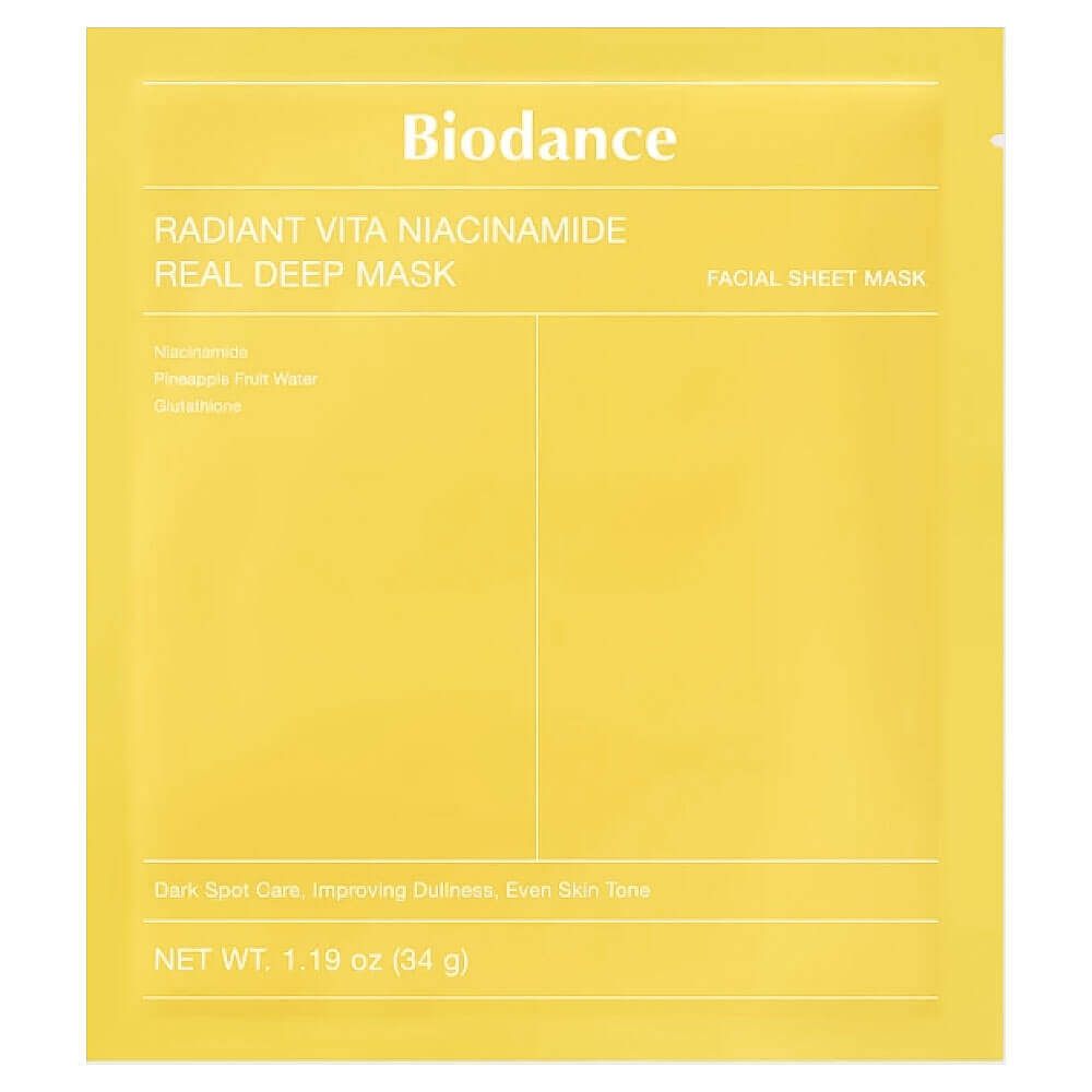 Гидрогелевая маска с ниацинамидом для сияния кожи Biodance Radiant Vita Niacinamide Real Deep Mask - 34 гр