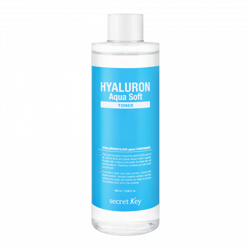 Тонер для лица с отшелушивающим эффектом Secret Key Hyaluron Aqua Soft Toner - 500 мл