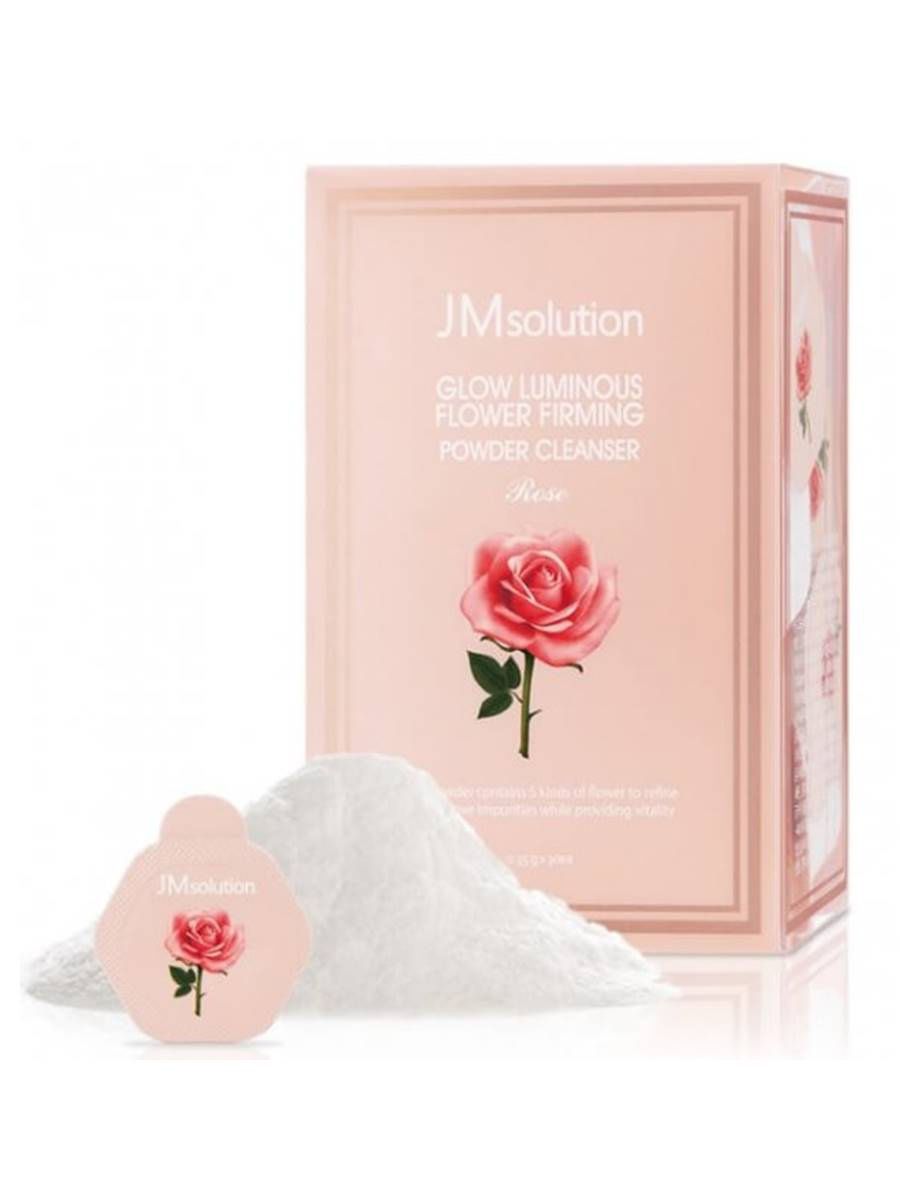 Энзимная пудра для умывания с розовой водой JMsolution Glow Luminious Flower Firming Powder Cleanser Rose - 1 шт