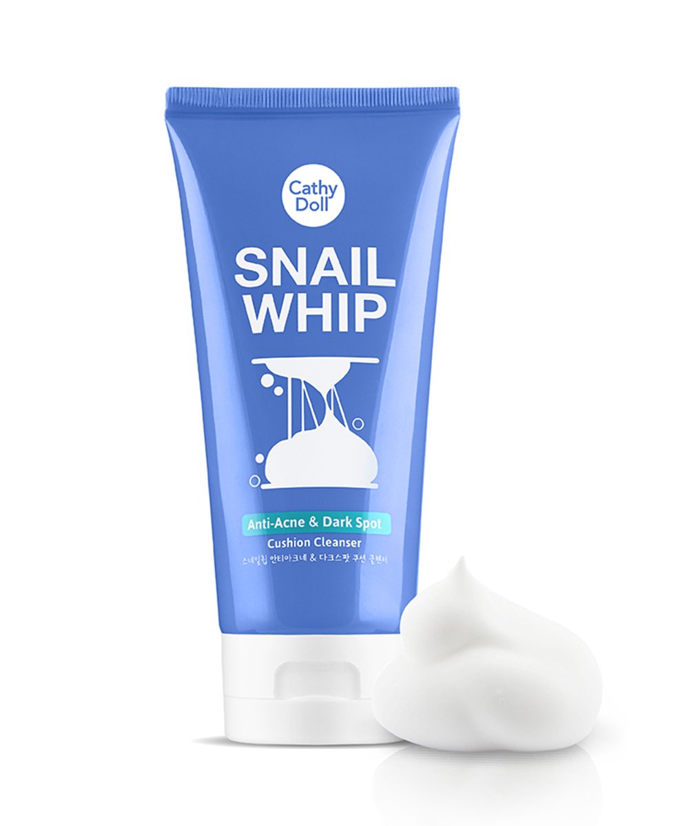 Очищающая пенка против акне с сеточкой Cathy Doll Snail Whip Anti-Acne & Dark Spot Cushion Cleanser - 120 гр